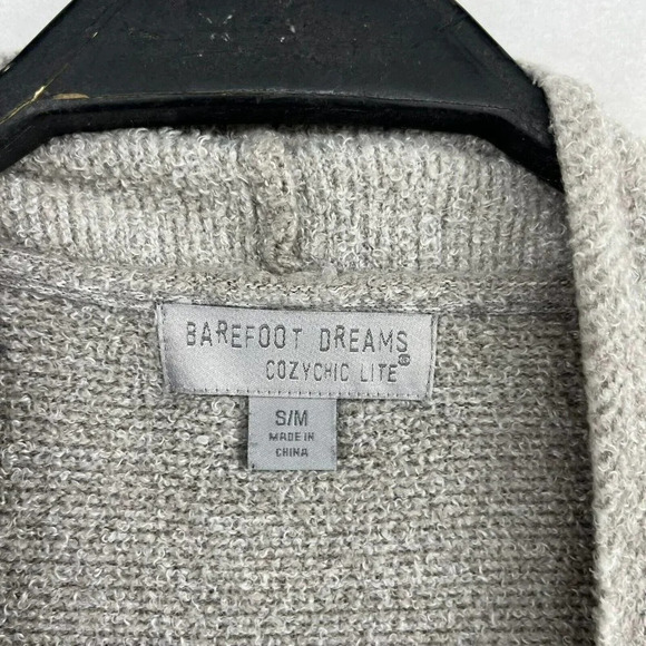 Barefoot Dreams Long Cardigan Women's Sz M Gray Open Front Pockets Cozychic Lite - Picture 8 of 12